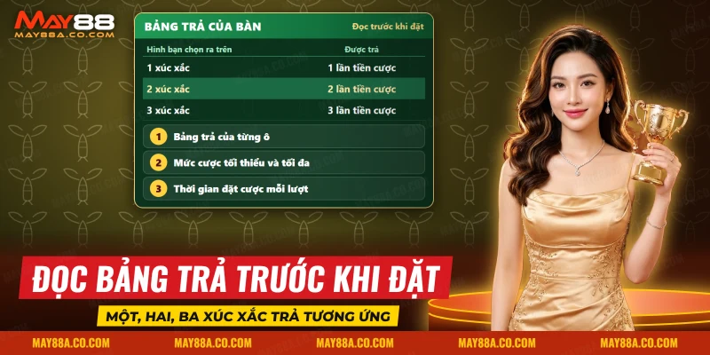 Cách đọc bảng trả của bàn bầu cua và chọn mức cược mỗi lượt