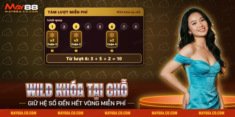 Biểu tượng khóa giữ huy hiệu và hệ số tại chỗ qua tám lượt miễn phí của Wild West Gold