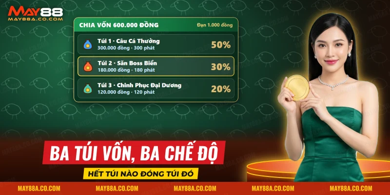 Ba túi vốn dành cho Câu Cá Thưởng, Săn Boss Biển và Chinh Phục Đại Dương trong Bắn cá Tỷ Phú Đại Dương May88