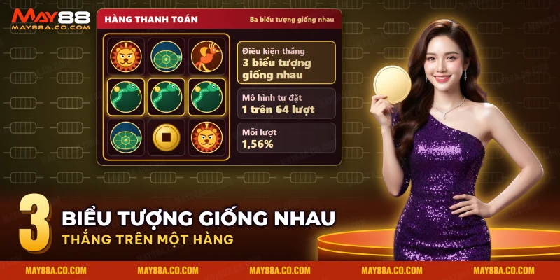 Hàng thanh toán của Kho Báu Tứ Linh với ba biểu tượng rồng giống nhau liền kề