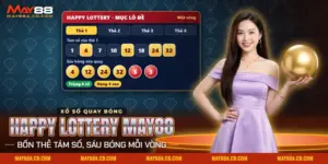 Happy Lottery May88 với bốn thẻ số và sáu bóng quay trong mỗi vòng