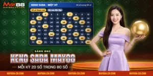 Keno Saba May88 với lưới số và các số được quay ra trong một kỳ