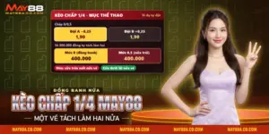 Kèo chấp 1/4 May88 với vé chia thành hai phần trên bảng kèo bóng đá