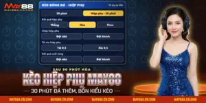 Kèo hiệp phụ May88 trên bảng kèo bóng đá với bốn kiểu kèo cho phần đá thêm sau thời gian chính thức