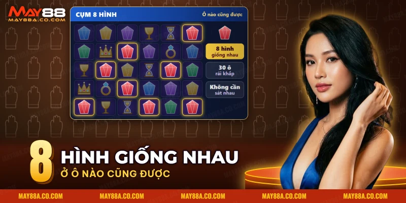 Lưới biểu tượng của Gates of Olympus với cụm hình giống nhau nằm rải rác