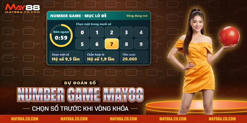 Number Game May88 với đồng hồ đếm ngược và dãy số để chọn trong mỗi vòng
