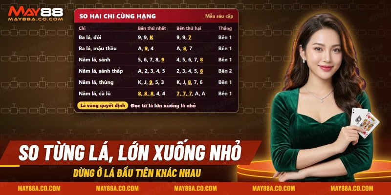 Cách so hai chi cùng hạng trong Mậu Binh theo từng lá từ lớn đến nhỏ