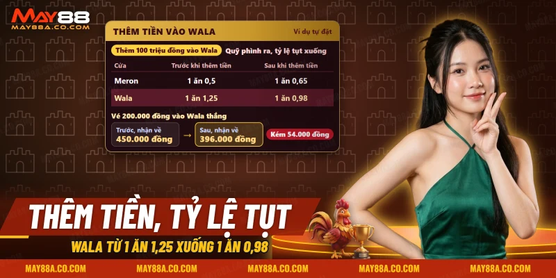 So sánh tỷ lệ Wala trước và sau khi có thêm tiền dồn vào cửa này