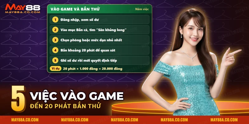 Năm bước vào game Săn Khủng Long, từ đăng nhập đến bắn thử rồi ghi lại số dư