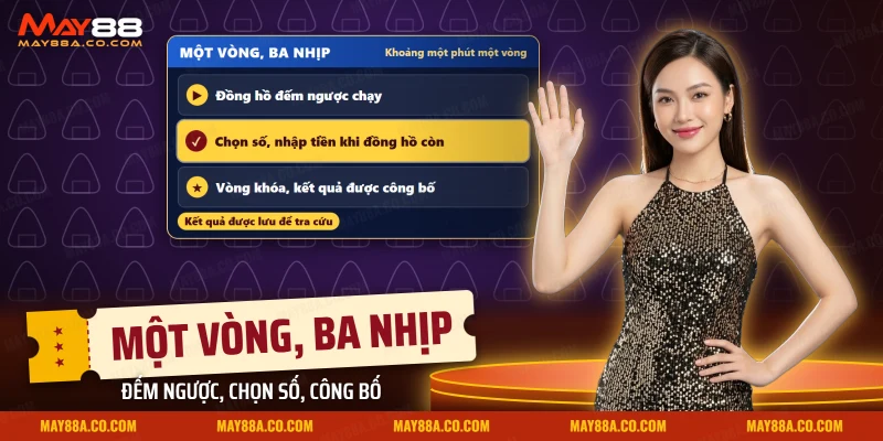 Ba bước của một vòng Number Game: đồng hồ đếm ngược, chọn số, công bố kết quả